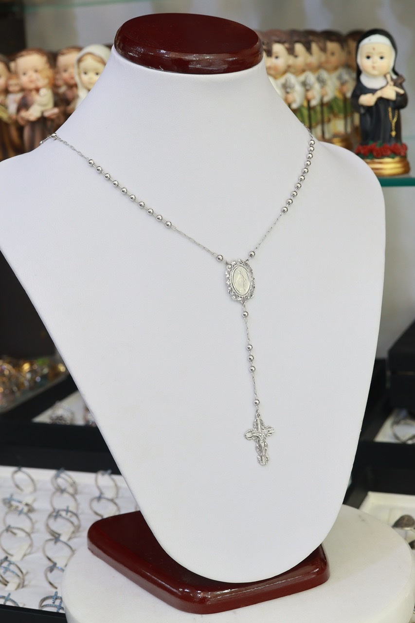 Medjugorje filigree sterling silver rosary necklace - Medjugorje Jewelry