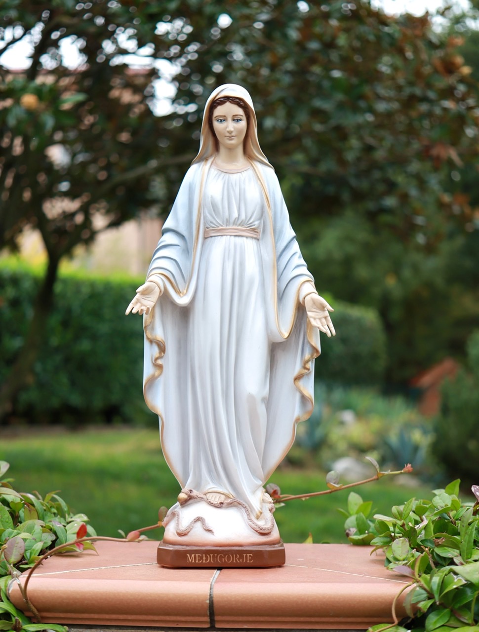 Outdoor statue of Virgin Mary of Grace in marble powder - Medjugorje ...