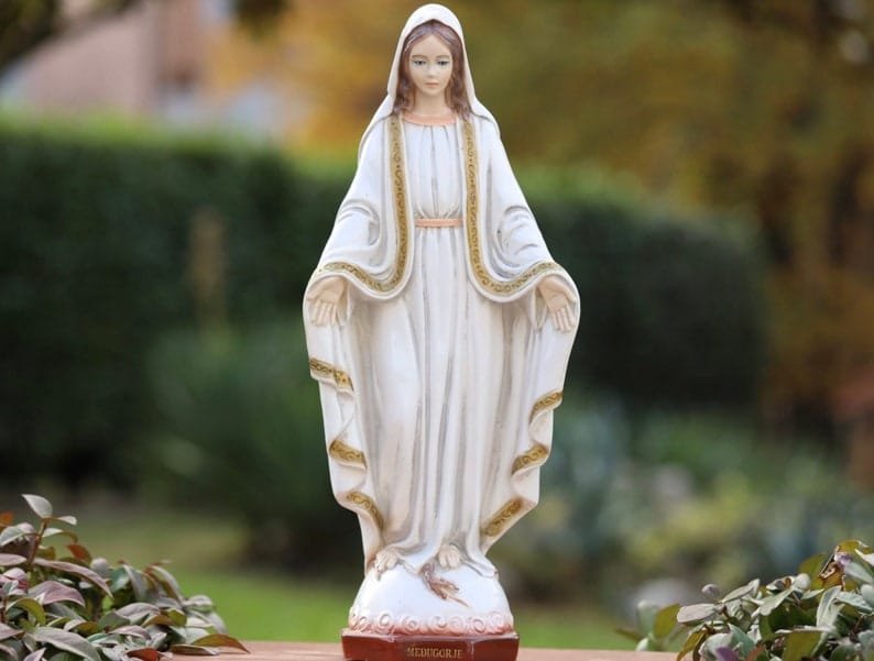 "Our Lady of Grace Solid Marble Powder Statue 40 cm" - Medjugorje Jewelry