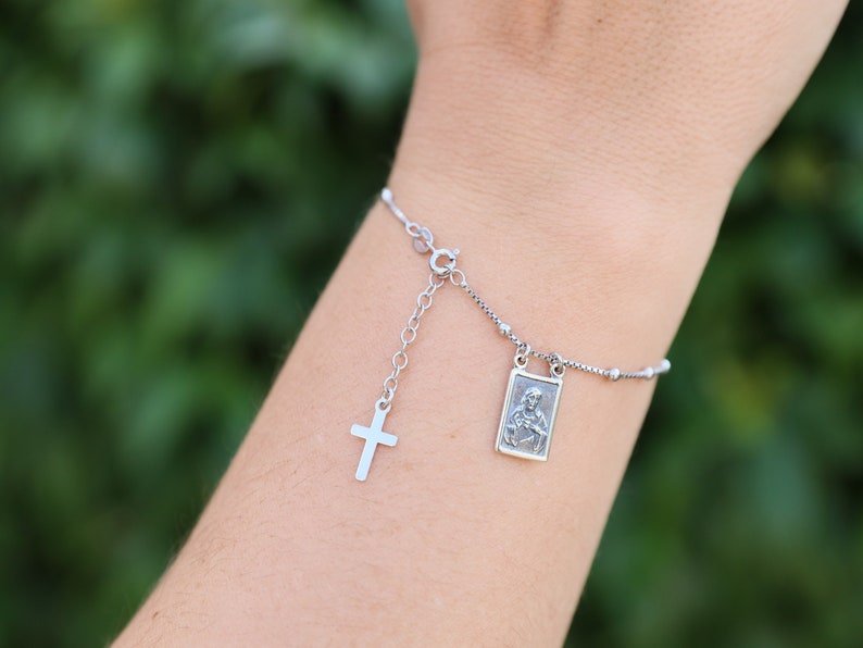 Store Vintage sterling silver rosary bracelet