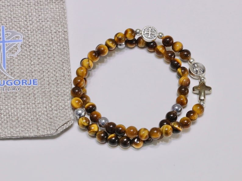 Handmade Rosary, 10mm Natural Tiger Eye store Bead