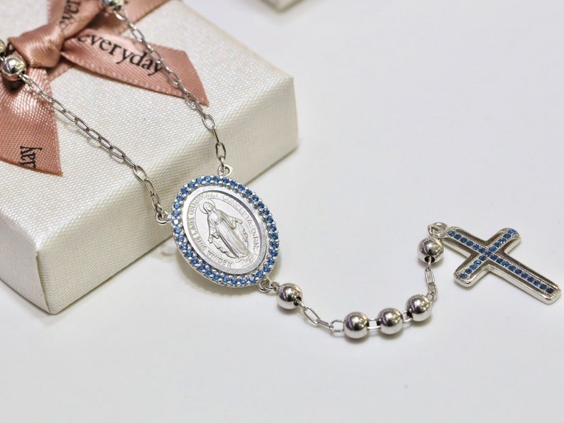 925 outlet silver rosary necklace for women