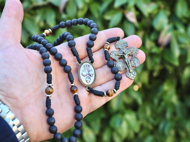 Pardon Indulgence Cross: Catholic Rosary with Acacia Wood Beads