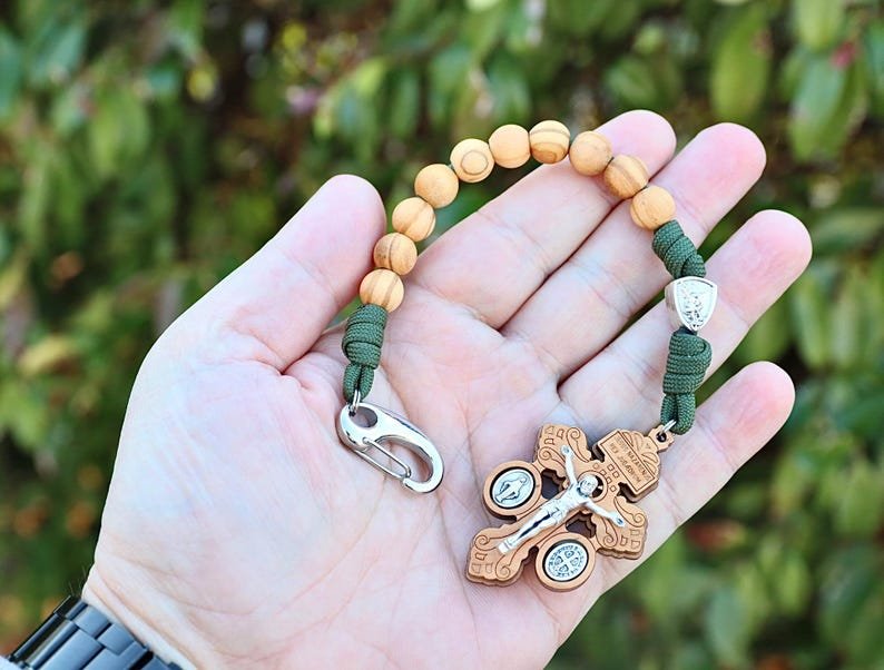 Olive Wood One Decade Rosary with Pardon Crucifix” - Medjugorje